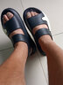 AIZUNSHI凉鞋男2025春夏季外穿沙滩鞋男踩屎感拖鞋男休闲运动开车凉拖鞋男 黑白 39 (245mm) （38-39） 实拍图