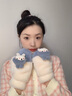 素锦初澜 手套女秋冬季学生可爱卡通毛绒绒加绒加厚冬天手套女生挂脖连指 蓝灰色（店长推荐） 均码通用 实拍图