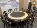 慕凰风语 餐桌 新中式全实木餐桌椅组合大理石圆形饭桌带转盘家用岩板大圆桌 黑紫色 1.2米单桌（配0.8米转盘） 实拍图