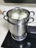 功达 304不锈钢汤锅家用煲汤锅小奶锅煮稀饭锅粥锅复底汤锅蒸锅两用 304高汤锅一个蒸笼 22cm 实拍图