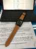 istrap苹果手表表带真皮爱马仕同款牛皮适用apple watch表带S10/9/8/7/6/5/SE男女士iWatch ultra2手表带 蓝色白线丨黑色配件 42MM【适用iWatch1/2/3 实拍图