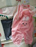 小三月婴儿背带裤两件套男童秋冬季保暖套装女宝宝加绒衣服冬天可外穿 96332-S和96332-K点点兔粉 90 cm 建议18-23斤 实拍图