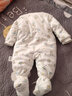 豆苗儿婴儿连体衣秋冬装 新生儿纯棉加厚保暖包脚哈衣 宝宝满月夹棉衣服 白色小熊（斜襟款） 59码建议年龄0-2个月 实拍图