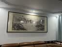 六画流水生财山水画靠山图客厅装饰画国画办公室风景挂画书房茶室壁画 流水生财A1 95*251cm宣纸锦绫+有机玻璃+胡桃色实木框（大气款） 实拍图