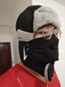 目丸帽子男士滑雪帽户外护耳防风雷锋帽男冬季棉帽保暖飞行员防寒骑车 黑色帽子+手套 实拍图
