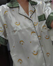 猫人（MiiOW）女士睡衣女夏季仿真丝家居服女冰丝开衫薄款星月印花睡衣白色M 实拍图