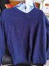 恒源祥100%纯羊毛衫男士假两件V领纯色休闲潮流打底衫男装 藏青 XL 180 实拍图