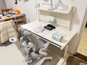 坐得正 儿童学习桌椅套装大白桌可升降小学生作业桌写字桌实木书桌学习 1.2m高桌架款+鲸鱼三背椅灰 现代简约风 实拍图