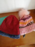 幽米时尚韩版针织保暖毛线帽女士毛球护耳系绳毛球拼色女可爱针织帽子 粉色 晒单实拍图