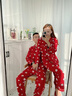 歌佰芬本命年情侣睡衣纯棉春秋冬季新婚休闲家居服结婚可外穿大红色睡衣 AA7742莱卡棉拉架 2XL 女+男XL 实拍图