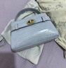 CHARLES&KEITH鳄鱼纹凯莉包手提斜挎婚包包女包生日礼物CK2-50270880-1 Sea Salt Blue海盐蓝 S 实拍图