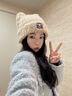 原谅色甜美可爱小熊毛绒针织帽子秋冬季护耳保暖防寒显脸小百搭毛线帽潮 卡其色 实拍图