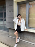 查尔斯桃心【王楚然同款】开衫连帽卫衣男女纯色简约上衣休闲外套 白色 L 实拍图