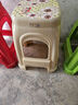 鑫吉星塑料凳子家用加厚成人高凳时尚创意简约经济餐桌凳子客厅防滑印花 特厚红色（高47cm） 实拍图