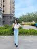 班尼路牛仔裤女装秋冬新款高腰修身长裤子女士百搭休闲风简约直筒阔腿裤 浅蓝 -直筒版型 M 实拍图