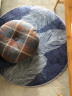 欧纶斯（Oulens）地毯卧室圆形床边毯 北欧客厅地毯茶几毯 简约书房毯儿童房吊篮毯 蓝色羽毛 80CM×80CM【超值款】 实拍图