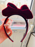 飞花 立体蝴蝶结发箍头饰女红色丝绒头箍发饰 酒红色 1个 实拍图