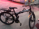 凤凰（Phoenix）可折叠山地车自行车成人男女新款式学生12到18岁变速越野软尾单车 折叠双避震【密封全轴承】铝架/三刀轮肖黑 26寸-24速【身高158-188cm】 实拍图