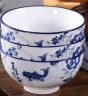 昭乐 碗年年有鱼青花瓷中式家用餐具高脚大汤碗饭碗套餐圆碗釉中彩 蓝鱼 4.5英寸米饭碗（10个装） 实拍图