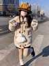 風采兔美拉德穿搭加绒加厚牛角扣毛绒羊羔毛外套女冬季保暖皮草甜美上衣 杏色 M 实拍图