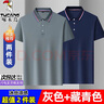 啄木鸟两件装冰丝短袖t恤男夏季薄款男士POLO打底衫弹透气翻领凉感半袖 灰蓝+藏青 L (推荐110-125斤） 实拍图