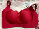ubras提托侧收大杯背勾文胸细肩带大胸显小女士内衣女聚拢胸罩丝绒红XL 实拍图