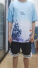 阿尼三青少年夏季冰丝短袖t恤男潮流帅气2025新款初中高中学生潮牌半袖 01款蓝色+短裤 L 实拍图