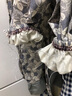 曼达萌帆布围裙女可爱长袖家用厨房透气做饭罩衣大人防油耐磨工作服围腰 帆布可爱兔蓝【长袖款单条装】 实拍图