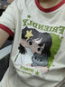 真维斯（JEANSWEST）短袖t恤女夏季新款纯棉女装上衣服撞色宽松ins风小个子女生半袖衫 米砖红 抱猫女孩 M 实拍图