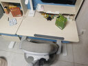 生活诚品 进口实木儿童学习桌椅套装儿童书桌写字桌小学生作业课桌可升降 ME7502(1.2米)+8607双背扶手椅蓝 实拍图