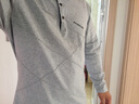 守约贤者秋季薄款男士长袖t恤男装翻领新款体恤纯色中青年大码打底衫中年 1182浅灰 XL建议体重150-170斤 实拍图