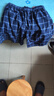 浪莎男士睡裤男短裤纯棉夏季薄款宽松大码格纹休闲五分裤外穿沙滩短裤 丈青中格 3XL 实拍图