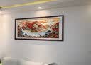 思荷国画山水画客厅招财装饰字画办公室风景靠山挂画鸿运当头背景壁画 款式1李嘉诚同款【鸿运当头】 208*86 CM 实拍图