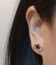 TEUCER925银耳钉女红宝石榴石简约天然托帕石水晶饰气质时生日礼物母亲 玲珑（天然石榴石） 实拍图