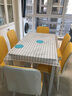 栢罗 餐桌椅组合北欧大理石纹钢化玻璃餐桌椅组合饭店饭桌家用小户型 白玻璃+6黄色椅 120cm 120*70*75(高) 实拍图