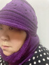 谦饰祥 帽子女中老年冬季休闲加厚毛线帽加绒保暖围巾妈妈帽连体针织帽 深紫 55-61有弹性 实拍图
