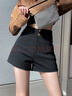 欧贝汐高腰西装短裤女春秋冬小个子a字弹力黑色外穿辣妹靴裤2026新款 黑色常规款 M 实拍图