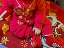 传乐星（CHUANLEXING）婴儿衣服满月百天唐装秋冬款拜年服男女宝宝周岁一岁抓周连体衣 刺绣唐装（秋冬加绒+帽袜） 80 码(17-20斤/6-10月)周岁 实拍图