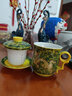 陌上纤虹陶瓷泡茶杯三件套装带过滤办公会议杯子复古风茶水分离杯带盖龙杯 黄金龙（新款） 实拍图
