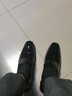 老人头男鞋春秋季头层牛皮正装皮鞋男套脚漆皮亮面尖头商务内增高结婚鞋 黑色平跟四季款 41 实拍图