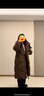 艾莱依羽绒服女长款加厚简约通勤连帽保暖冬外套 黑巧棕S 实拍图