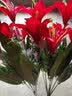 花艺赫家饰仿真花百合高枝装饰花假花绢花客厅摆设餐桌高档花艺干花花束摆件 40cm7头红色绢布百合花【5支】 实拍图