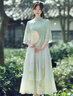 啄木鸟新中式汉元素禅意茶服旗袍两件套改良汉服女文艺国风仙气上衣套装 绿色上衣+杏色裙子【两/件套】 2XL 建议120-130斤 实拍图