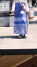 萝美酱2025新款马面裙女童儿童汉服套装全套春秋国风古装女孩 雀蓝色喷金马面裙+长袖上衣+项链 150 实拍图