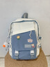 爱情海双肩包书包背包大容量初中高中生大学生电脑包15吋高颜值防泼水 【蓝色】休闲轻便时尚通勤高级感 百搭小众可爱潮流ins风布包 实拍图