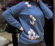 恒源祥新年红色毛衣中年妈妈冬装100%纯羊毛衫女半高领中老年人女装衣服 44蓝色 2XL 【建议130-145斤】 实拍图