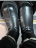 达芙妮短靴女牛皮厚底女靴加厚保暖马丁靴女鞋子 4023605004 厚绒黑 37  实拍图