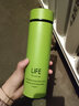 年会礼品 商务直杯身不锈钢保温杯礼品定制logo大容量双层真空便携创意水杯 商务直杯-绿色 500ml 实拍图