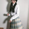 圣洛锋 原创JK制服百褶裙女银线格裙套装全套少女学生日系学院风 绿野仙踪（45CM长袖套装） M 腰围（64-68） 实拍图