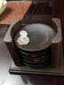 茶杯垫 实木加大茶杯垫黑檀木隔热垫杯垫杯托功夫茶道茶具配件茶托垫子套装 加大黑檀荷叶（6杯托+鼎立收纳架） 实拍图